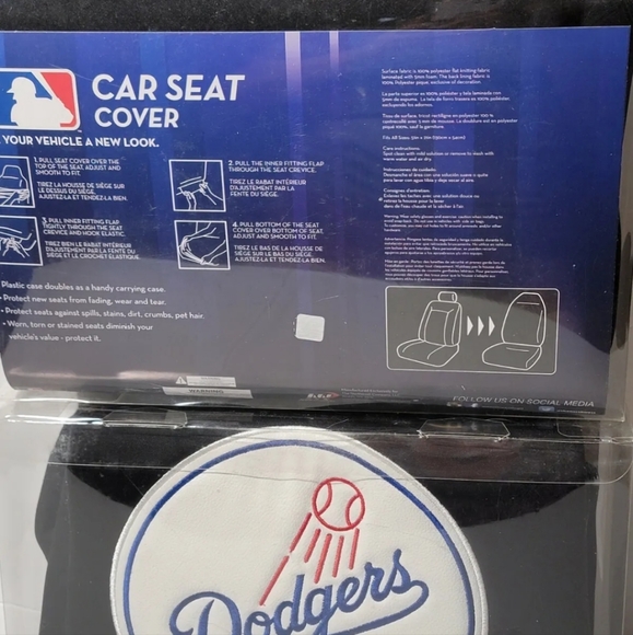 LOS ANGELES DODGERS HIGH QUALITY STITCHED CAR SEAT COVERS  SET OF 2 REPRESENT - Picture 3 of 3